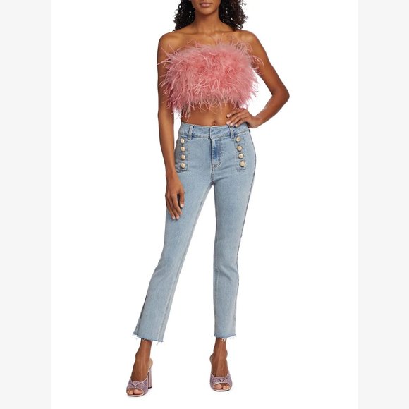 NEW Generation Love Sizes 30, 31, 32 Justine Button Fray Denim Pants, Light Blue - Picture 2 of 7